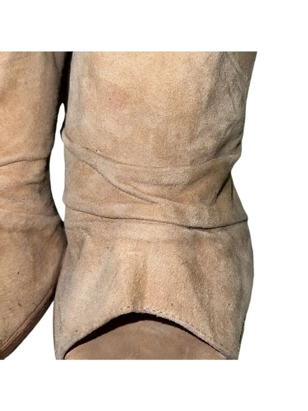 42 Gold Tan Loyalty Suede Open Toe Block Heel Booties Size 10